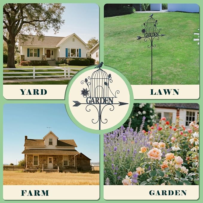Decorative Garden Stakes，Metal Garden Sign Yard Decorations Outdoor | 58"H Decorative Metal Garden Stakes Outdoor Lawn Backyard Porch Pathway Decor