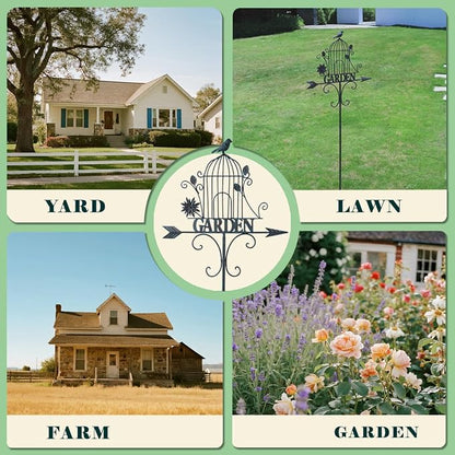 Decorative Garden Stakes，Metal Garden Sign Yard Decorations Outdoor | 58"H Decorative Metal Garden Stakes Outdoor Lawn Backyard Porch Pathway Decor