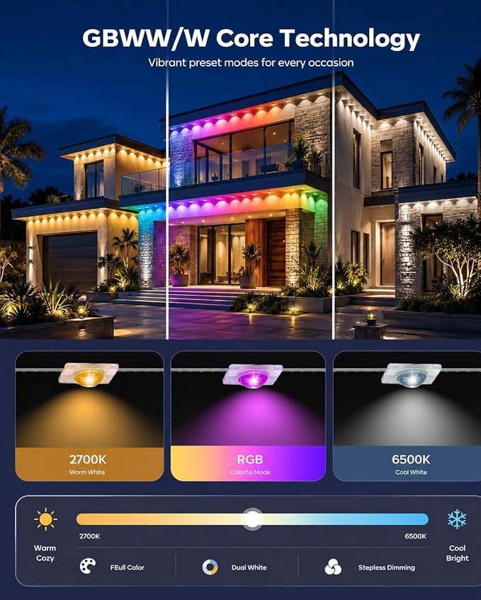 Permanent Outdoor Lights for House,200ft RGB+IC Lights with 16 Million Colors & 50 Scene Modes, App/Remote Control, IP67 Waterproof, DIY Music Sync, for Christmas, Holiday & Party Decor