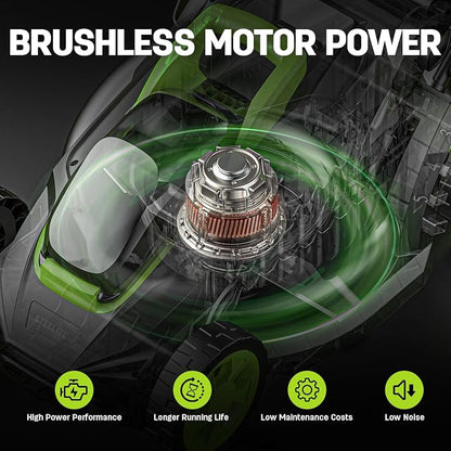 STEELITE 13-Inch Cordless Electric Lawn Mower, 21V Brushless Battery Push Mower with 4.0Ah Battery & Charger, 5-Position Height Adjustment, 8-Gallon Grass Bag