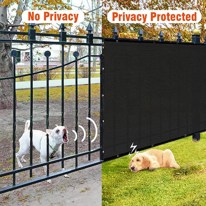 iCover 4x25ft Privacy Screen Fence, Outdoor Fencing Panels, Garden Windscreen Mesh Shade Sail Net Barrier, Include Reinforced Bindings and Brass Grommets Cable Zip Ties, Black