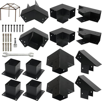 14 PCS 30° Slanted Pergola Kit for 4" x 4" Wood Pergolas, DIY Roof Pergola Brackets, for Gazebo, Pergolas, Gardens, Wood Stand Sheds, Metal Gazebo Kits - with Screws