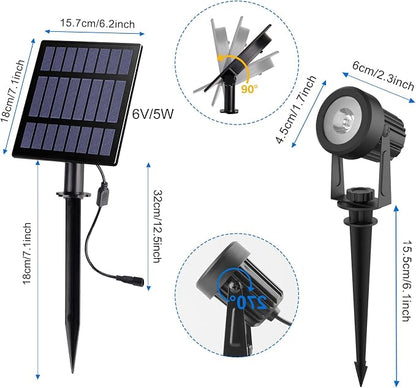 Solar Spot Lights Outdoor, Landscape Spotlights IP65 Waterproof 9.8ft Cable, Dusk to Dawn Solar Uplights for Trees Garden Yard Driveway Porch Walkway Pool (6-in-1, 6000K Cool White)