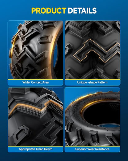 PHILTOP 25x10-12 ATV UTV Tires, 6-Ply Super Mud All-Terrain Off-Road Tires,Tubeless,2 Pcs