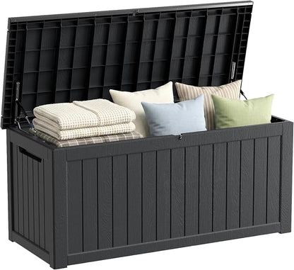 270 Gallon Resin Deck Box Waterproof Outdoor Storage Box for Patio Furniture Pool Accessories Indoor Storage for Cushion Garden Tools, Black