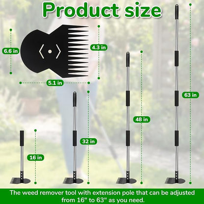 Garden Tools,Weeder Tool,63" Weed Puller Tool with Long Handle,12 Claw Steel Head,Easy Weeding Without Bending or Squatting Down,Weeding Tools Suitable for Farm Planting,Gardening
