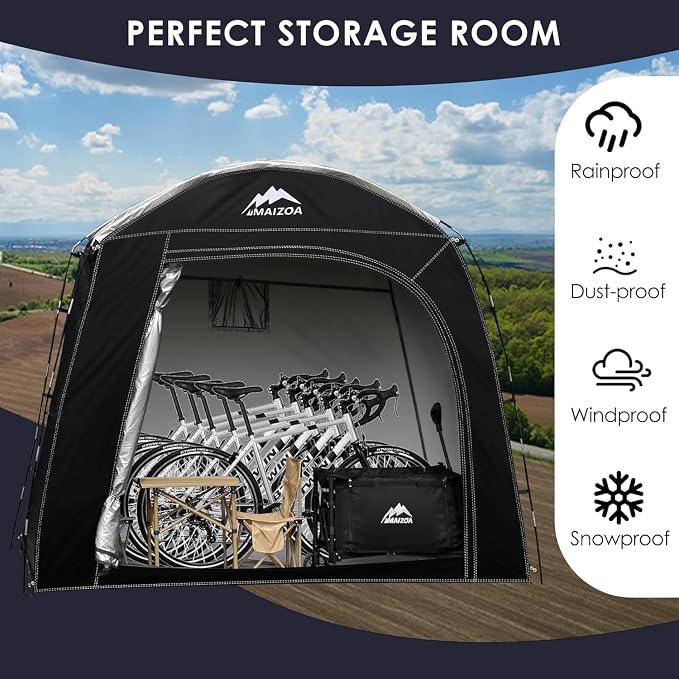 Bike Storage Tent,98*59*79 In,Outdoor Portable Storage Tent,Made of 210D Oxford Cloth PU4000mm Waterproof Fabric, Storage Shed for 2-4-6 bike,Motorcycles,Garden Tools,Lawn Mower,Various Tools