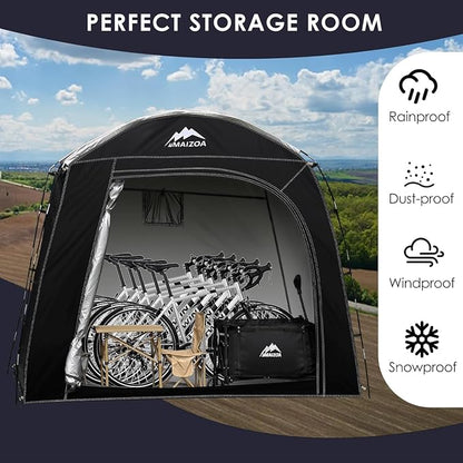 Bike Storage Tent,98*59*79 In,Outdoor Portable Storage Tent,Made of 210D Oxford Cloth PU4000mm Waterproof Fabric, Storage Shed for 2-4-6 bike,Motorcycles,Garden Tools,Lawn Mower,Various Tools