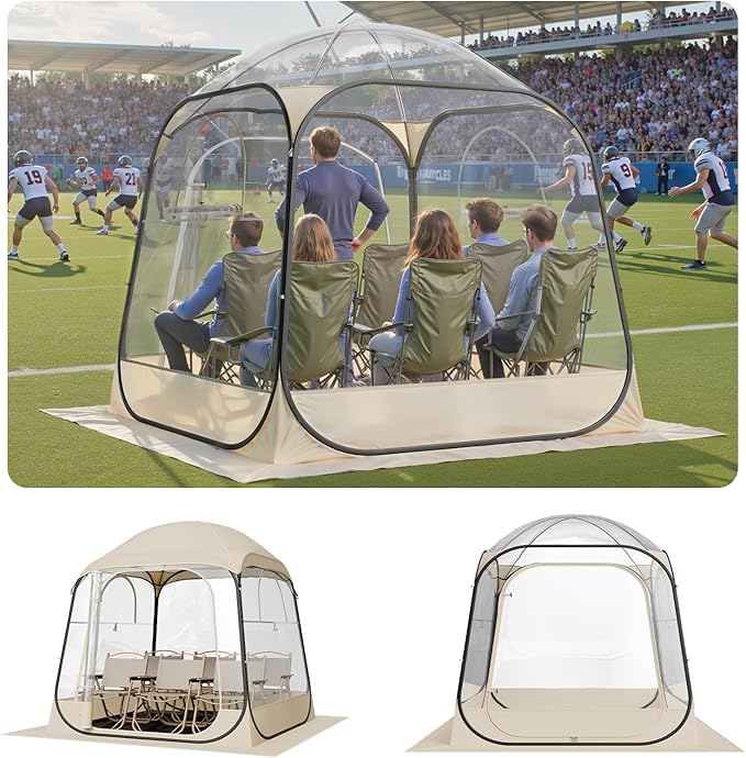 VEVOR Pop up Sports Tent, 8 Sizes Optional Clear Bubble Tent for 1-6 Person, Waterproof Outdoor Pod with Floor Mat & Top Cover, Garden Igloo Dome Tents Camping Shelter for Sports Watching