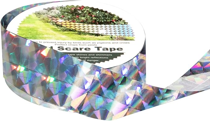 OFFO Bird Scare Tape, 430 Feet x 1 in Dual-Sided Bird Reflective Tape for Outside, Keep Birds Away from Trees, Garden, Farms, Orchard or Courtyard