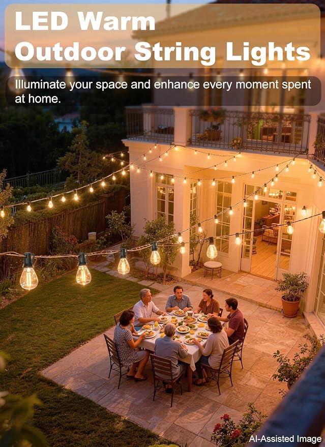 100FT Outdoor String Lights Waterproof, 36+1 Shatterproof S11 LED Bulbs, Extra Long Patio Lights for Outside, Bistro Cafe Decor, Backyard Garden Hanging Lights, Outside Fence Light String
