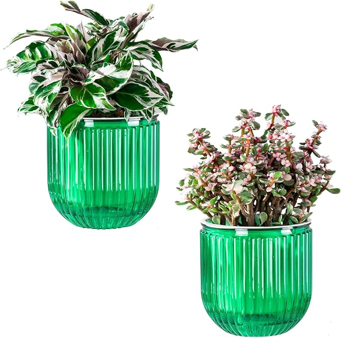 Melphoe Self Watering Pots for Indoor Plants Planter, 5.3 Inch 2 Pack Planters Self Watering Plant Pots for Flower, Houseplants, Succulent, African Violets and Cactus with Drainage