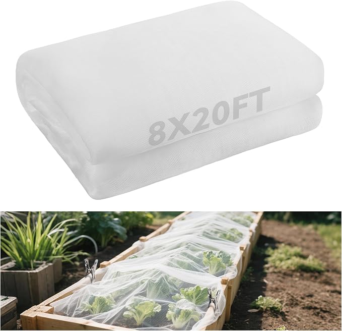 8x20ft Large Garden Netting - Ultra Fine Mesh Plant Covers to Keep Small Animals Pest Out, Bird Barrier for Protecting Vegetables Fruits Flowers Raised Beds (Without Pole)