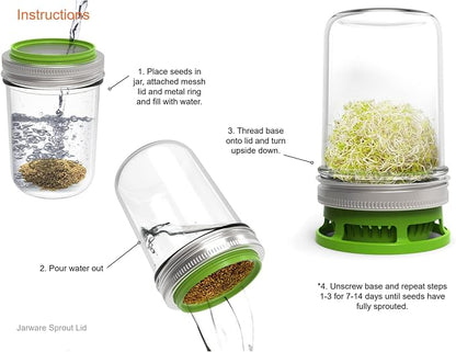 Jarware Mason Jar Lid, Seed Sprouting Lids For Wide Mouth Mason Jars, Set of 2