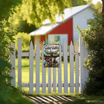 Funny Garden Metal Signs, Vintage Outdoor Wall Decor 8x12 Inch | Welcome to Our Garden Where Memories Grow, Weatherproof Aluminum Sign for Patio Yard Greenhouse, Gift For Gardeners