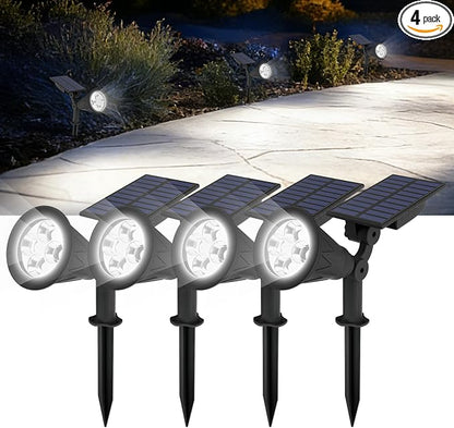T-SUN Solar Spotlights Outdoor, 4 LED IP65 Waterproof Solar Landscape Spotlights, Dusk to Dawn Solar Lights for Trees, Yard, Garden, Pathway, Patio, Pool Area (White-4 Pack)