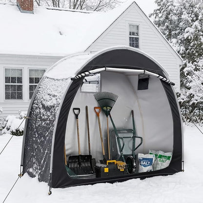 VINGLI Bike Storage Shed Tent for 2-3 Bikes, Outdoor Portable Bicycle Storage Shed with Carry Bag, Waterproof Bike Tent for Motorcycle, Garden Tools, Lawn Mower, Black