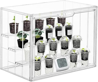 Mini Greenhouse Indoor with Magnetic Door, M-4tier-1pcs | Retains Warmth & Moisture, Durable Construction, Magnetic Door, Adjustable Dividers Fit Different Plants, Tool-Free Assembly