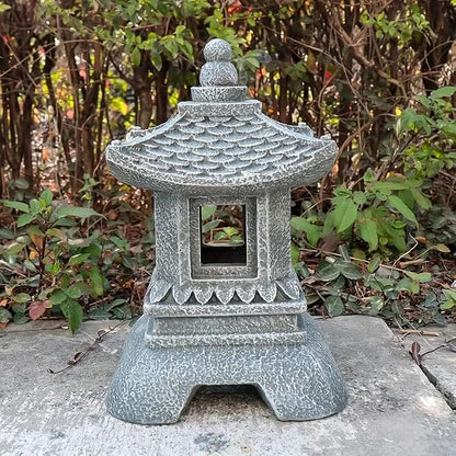 12" Tall Japanese Pagoda Garden Statue - Zen Buddha Outdoor/Indoor Resin Sculpture with Sturdy Base, Asian Zen Temple Decor for Patio, Yard, Balcony, Tabletop