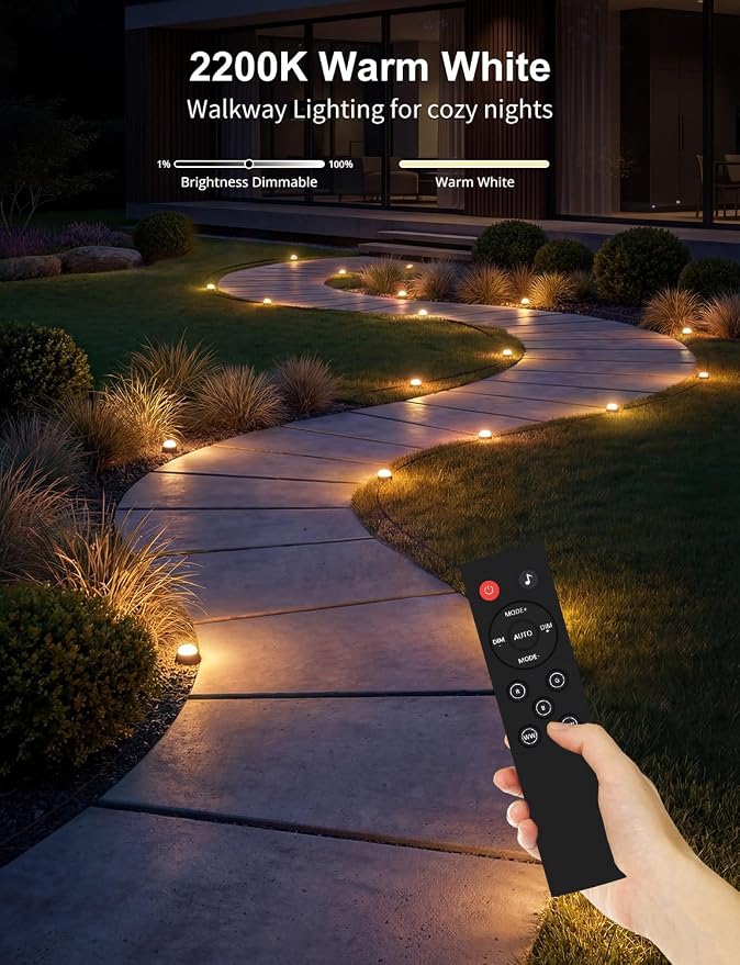 APPECK Outdoor Ground Lights 32 Pack, 100FT RGBW Pathway Lights Wired | 2200K Warm White Landscape Lighting, IP65 Waterproof, Color Changing, Garden Lawn Path, Holiday Decor, App/Remote Control