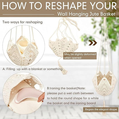 Shappy 1 Pack Boho Macrame Plant Hanger, Large Hanging Planter Plant Holder Pot Hanger Hanging Basket Wall Planters, Plants Lover Gift for Indoor Garden (Classic,White)