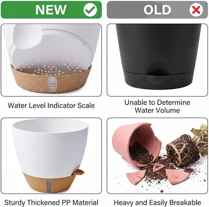 Ecolley Self-Watering Pots for Indoor Plants 3 Pack, 8/10/12 Inch Outdoor Planters with Water Level Indicator & Deep Reservoir, Decorative Flower Pots for Home Decor (White, 8+10+12 Inch) | Water Level Indicator, Deep Reservoir, Outdoor Planters, Decor...
