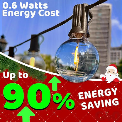 10FT LED Outdoor String Lights - Waterproof Patio Lights Shatterproof G40 Edison Globe Bulb, Connectable Hanging Outdoor String Lighting for Indoor Backyard Yard Gazebo Porch Party Decor - SOLROS