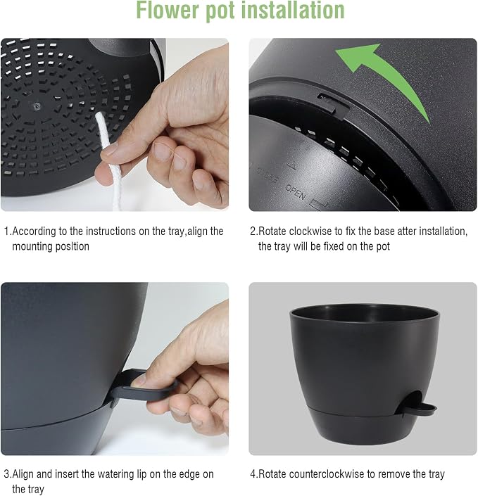 WSMKSZ 12 inch Large Self Watering Pots, Flower Plant Pots with Multi Mesh Drainage Holes for Indoor Outdoor Garden Plants and Flowers, Plastic Planters with Removable Deep Reservoir, Black