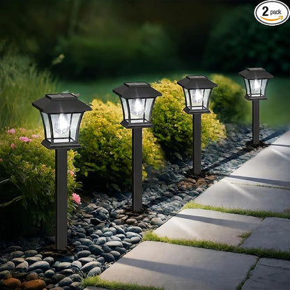 Sparkblaze 2 Pack Solar Pathway Lights Outdoor, LED Solar Yard Lights Dusk to Dawn Solar Garden Lights for Lawn, Walkway, Path & Landscape Lighting. (2, Cold White)