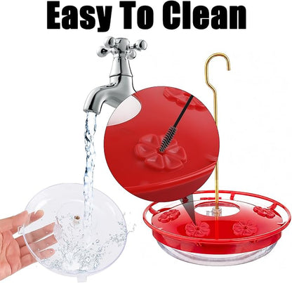 FEED GARDEN Hummingbird Feeders for Outdoors,16oz Leak-Proof Dish-Style Nectar Feeder Built-in Ant Moat, 5 Feeding Ports, Wide Mouth Easy Clean, BPA-Free Garden Decor Gifts