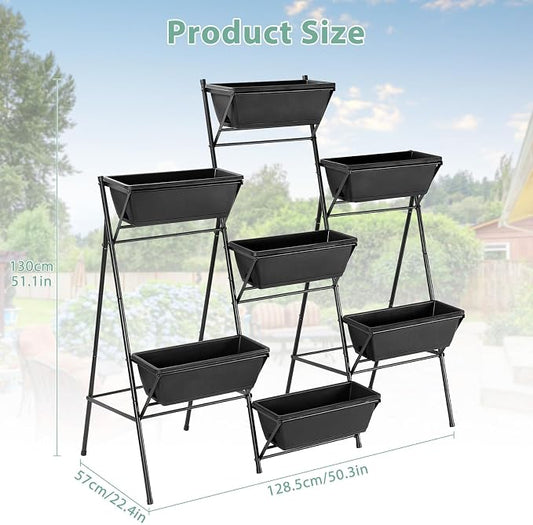 Sunexinlo Vertical Garden Planter Freestanding Raised Bed for Herbs Flowers Vegetables, Indoor Outdoor for Patio Balcony Deck