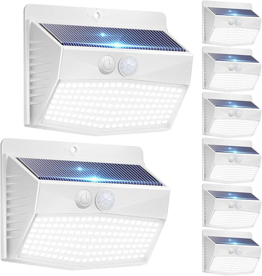 Peasur Solar Outdoor Lights, [8 Packs] Motion Sensor Security Lights with 3 Lighting Modes Wall Lights Waterproof Solar Powered Lights for Garden Yard,White