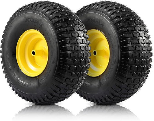 2PCS 20x8.00-8 Rear Tire and Wheel Assemblies, 3/4" Borehole, 3.5" Offset Hub and 3/16" Keyway, 4 Ply Tubeless Tire Compatible with Riding Lawn Mowers