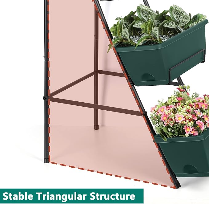 OYEAL Raised Garden Bed 4 Tier Vertical Garden Planters Indoor Outdoor Raised Planter Box with Legs Elevated Herb Garden Planter for Flowers Vegetables Plants, Green, 16.8 * 18.3 * 41.5 Inches
