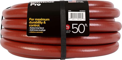 Gilmour Pro Commercial 3/4" x 50' Heavy Duty Water Hose, Durable and Kink Resistant 50 ft Garden Hose | 400 PSI Heavy Duty Commercial Hose, Kink Resistant, Brass Fittings, Made in USA