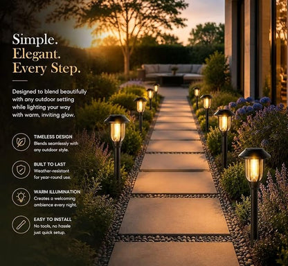 Solar Lights Outdoor 12 Pack, Solar Pathway Lights Warm White, Waterproof Auto On/Off Solar Powered Garden Lights for Yard Landscape, Walkway, Path, Driveway Decor