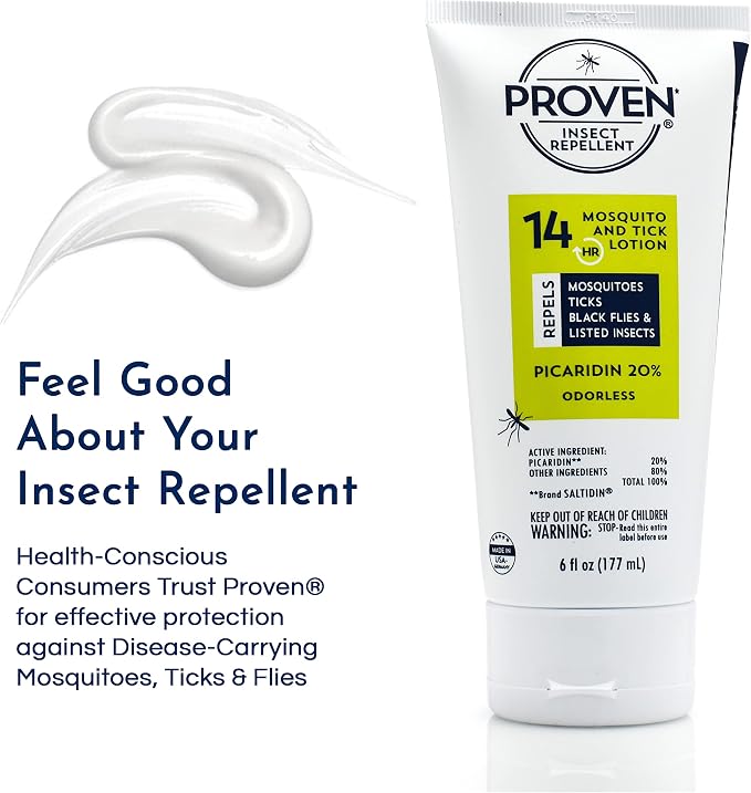 Proven Insect Repellent Lotion for Mosquitoes, Ticks & Black Flies - (2 Pack) 6 fl oz - DEET Alternative Mosquito Repellent - Up to 14-Hour Protection - Great for Camping or Hiking - Odorless