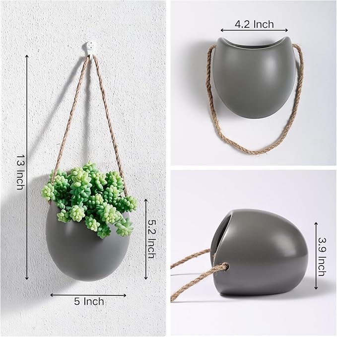 Set of 3 Ceramic Wall Planters Decor Small Hanging Vases Lovely Flower Pots | Wall Decor for Home, Entryway, Hallway, Deck, Bathroom, Living Room, Dining Room, Garden, Farmhouse, Restaurants, Office, etc
