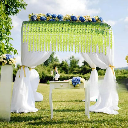 Artificial Wisteria Hanging Flowers Fake Wisteria Flower Garland Silk Vines Rattan Decor for Home Wedding Arch Wall Garden Greenery Bedroom Outdoor Office Party Decoration (12, Green)