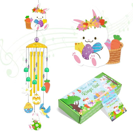 Bunny Wind Chimes Outdoor Garden Metal Wind Chimes with Gift Box | Bunny Wind Chimes for Porch Patio Yard Balcony Garden Decor Gift for Women Moms Friends