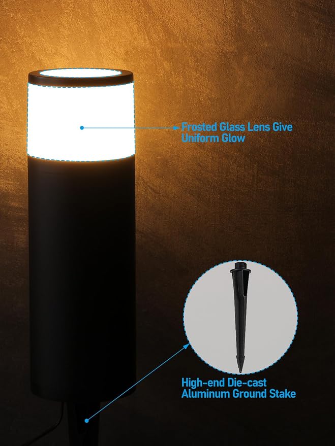 LEONLITE 4-Pack Low Voltage Bollard Pathway Lights, 5W 400LM, 3000K | 12V-24V AC/DC, IP65 Waterproof, Cast Aluminum, Warm White, LED Landscape Lighting for Walkway Yard Garden