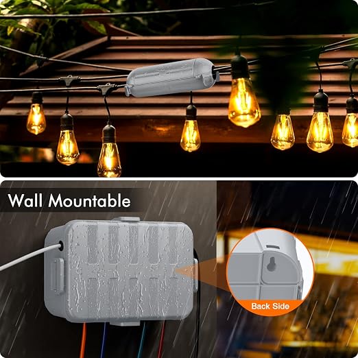 RESTMO 5-Piece Outdoor Waterproof Electrical Box Set – 12.5" x 8.5" x 5" Large & 7.1" x 2.3" x 2.3" Small, Weatherproof Boxes for Power Strip, Outlet, Plug, Socket, Timer, Holiday Light, Light Gray
