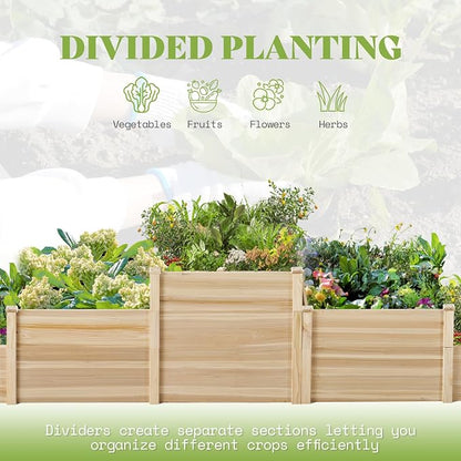 SPECRAFT 3-Tier Raised Garden Bed, Adjustable Fir Wood Outdoor Planter Box with Dividers, Tool-Free Assembly for Vegetables, Herbs, Flowers, 28 Inch Depth