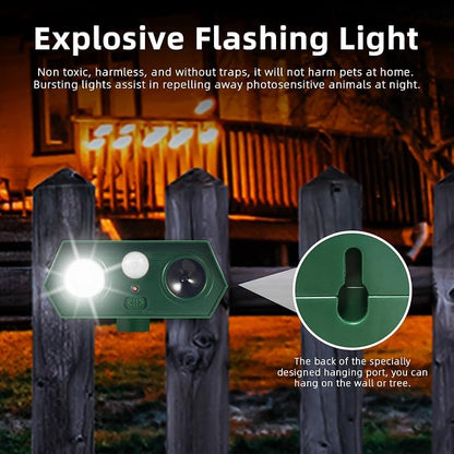 2026 Sonic Fortress Pro Deer Repellent Devices, Solar Ultrasonic Racoon Squirrel Repellent Outdoor Motion Activated Animal Repeller Cat Deterrent Light to Scare Rabbit Skunk Dog Out of Garden Yard(4)