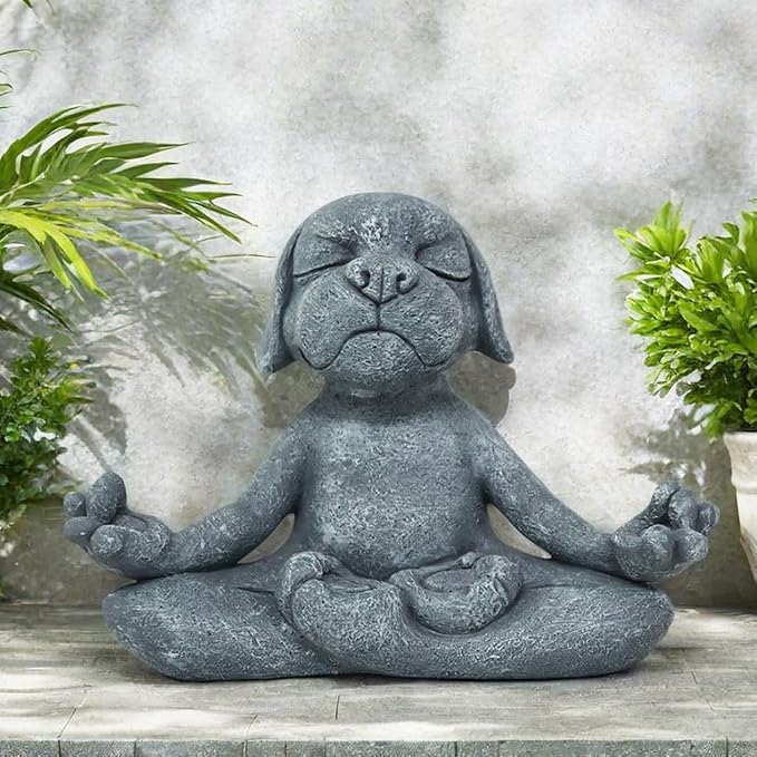 Meditating Dog Statue Buddha, Zen Dog, Zen Garden Frog Figurines for Home and Garden Decor, Frog Decorations Gift Ideas for Desk Office Bedroom Outdoor Yard Lawn (Dog)