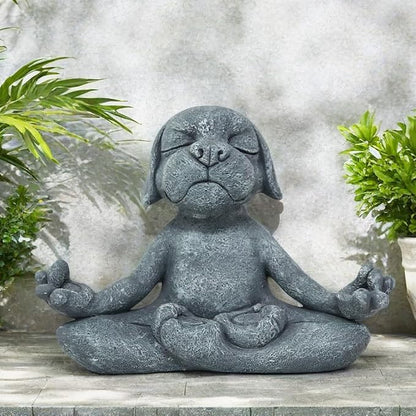 Meditating Dog Statue Buddha, Zen Dog, Zen Garden Frog Figurines for Home and Garden Decor, Frog Decorations Gift Ideas for Desk Office Bedroom Outdoor Yard Lawn (Dog)