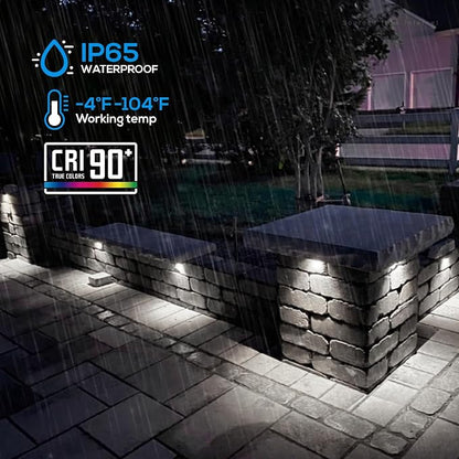 LEONLITE 8-Pack 4 Inch LED Hardscape Lighting, 1W/2W/3W, 5000K Daylight | Update Dimmable Retaining Wall Lights, Low Voltage Landscape Lighting, 12-24V AC/DC Paver Light, Outdoor Step Lights, ETL