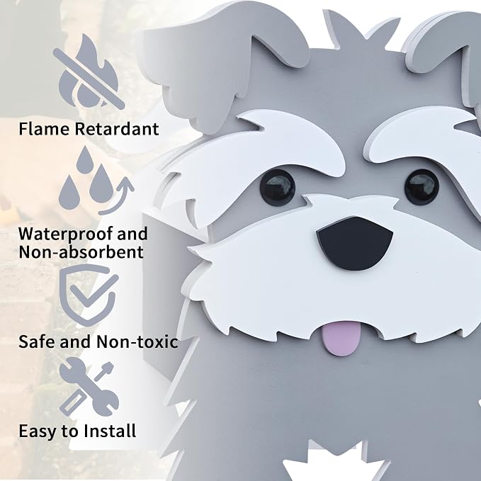 Schnauzer Gray Dog Planter, Cute Animal Shape Flower Planters, Plant Pots for Indoor/Outdoor Garden Decor, Unique Gifts/Souvenirs for Pet Lovers