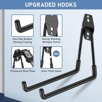 Garage Hooks, Anti-Slip Heavy Duty Wall Mount Hooks, 30-Pack | Hanging Storage for Bikes, Ladders, Hoses, Ropes, Garden Tools - For Warehouse, Workshop, Shed, Shop, Yard