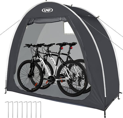 UNP Bike Storage Shed Tent, Portable Outdoor Bike Storage Tent with 210D Oxford Thick PU4000 Waterproof for 1/2/3/4 Bikes, Bike Covers Storage Shed for Bicycles, Lawn Mower, Garden Tools